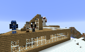 Friends Building Together on Minecraft Towny PVE Server